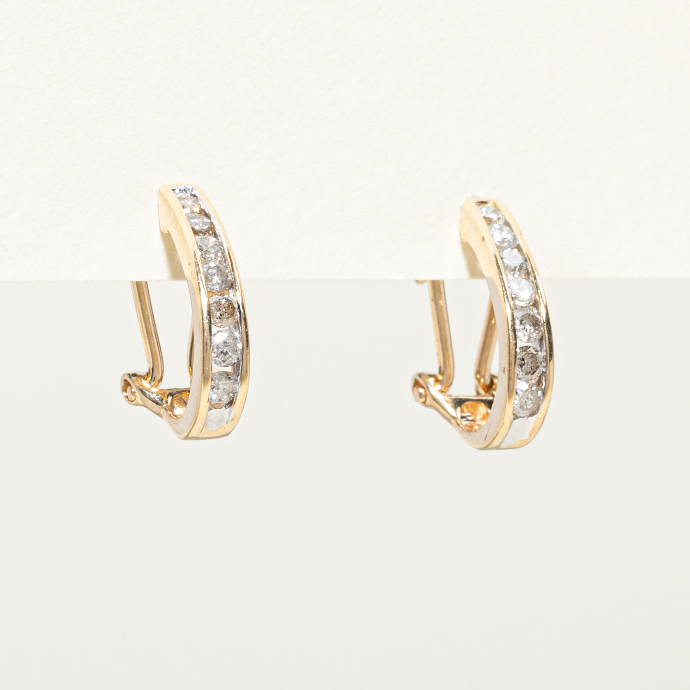 Channel Set Diamond Half Huggie Earrings | 0.45ctw