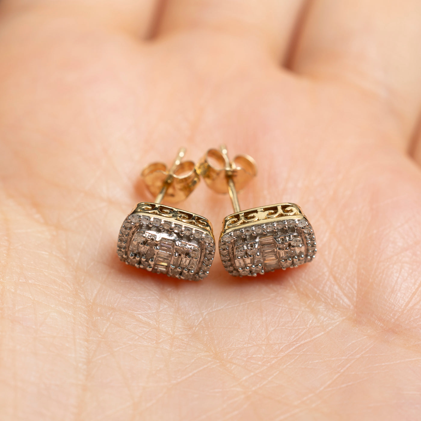 Diamond Rectangle Cluster Stud Earrings | 0.28ctw