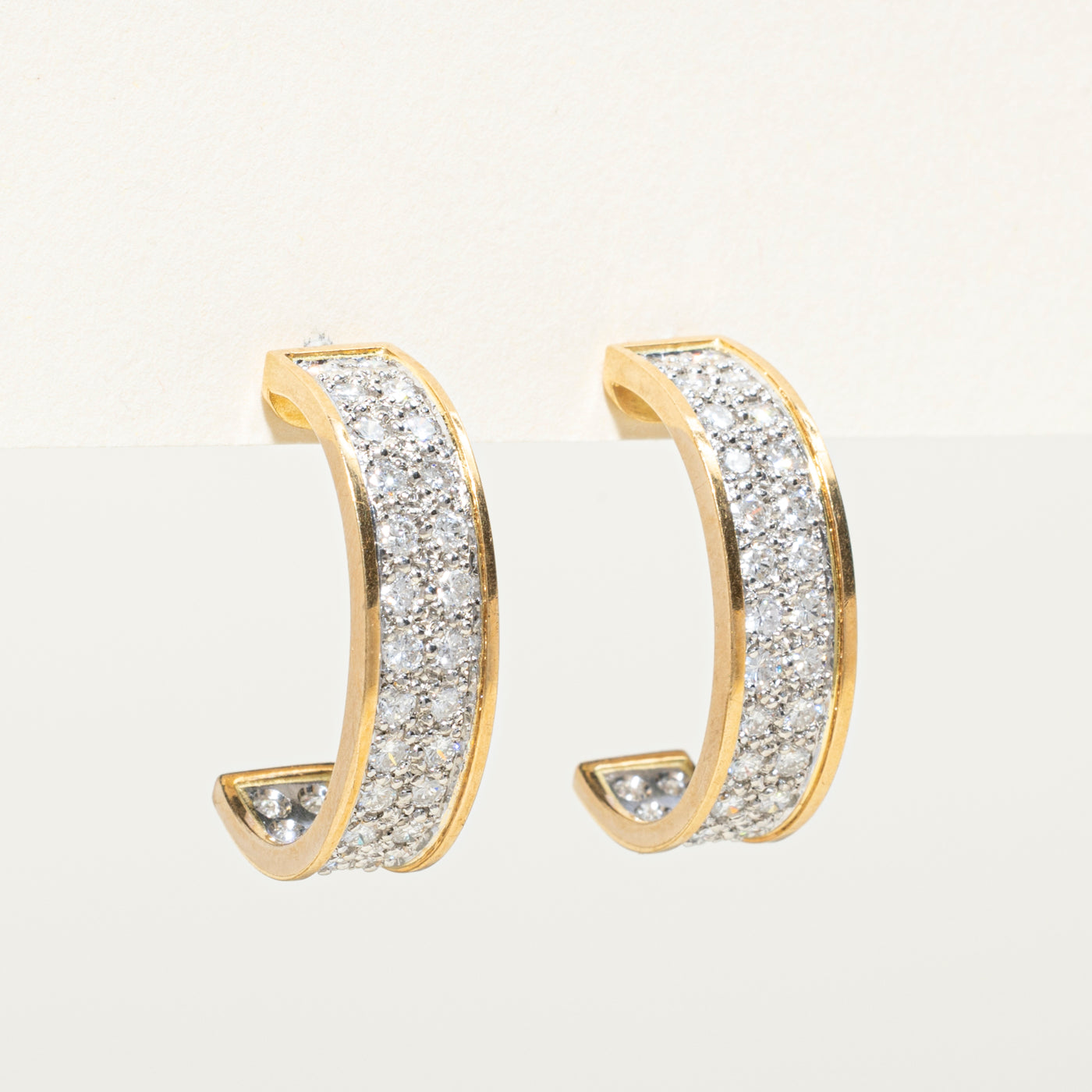 Diamond Half Hoop Earrings | 1.80ctw
