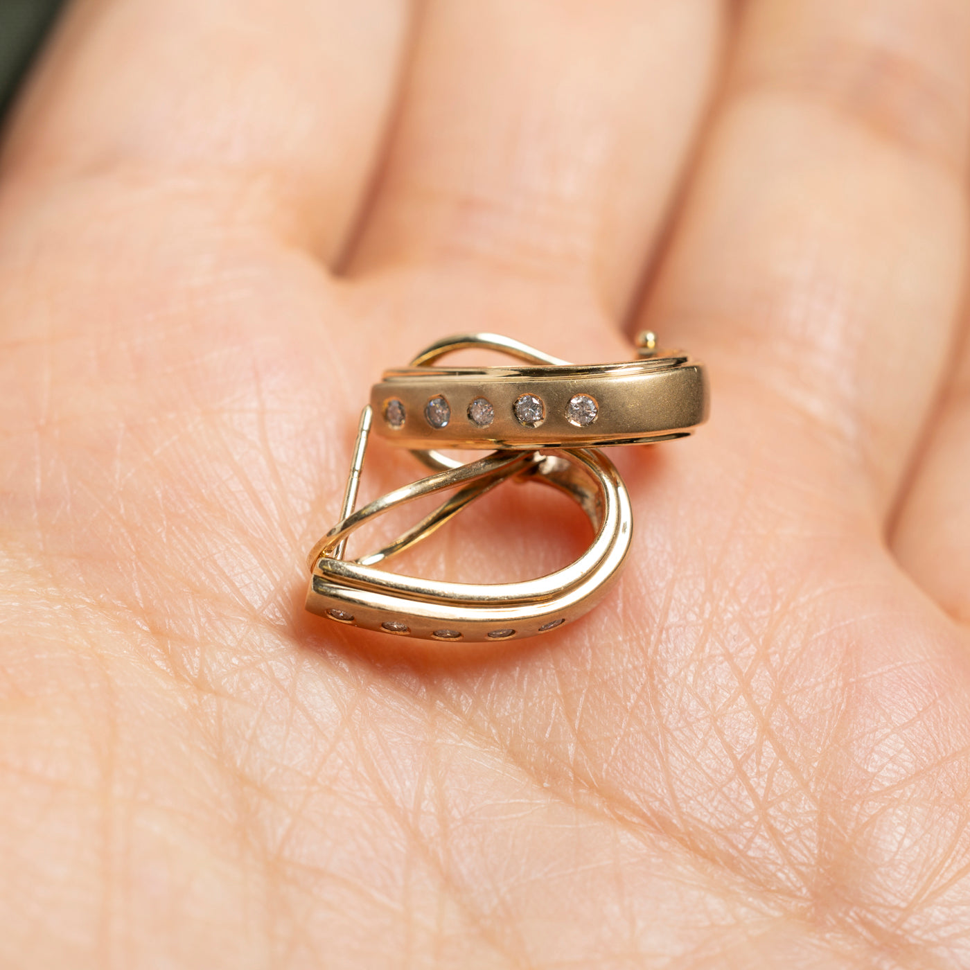 Flush Set Diamond Half Huggie Earrings | 0.10ctw
