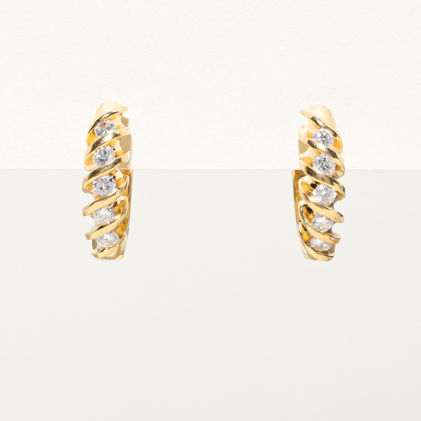 Diamond Croissant Hoop Earrings | 0.20ctw