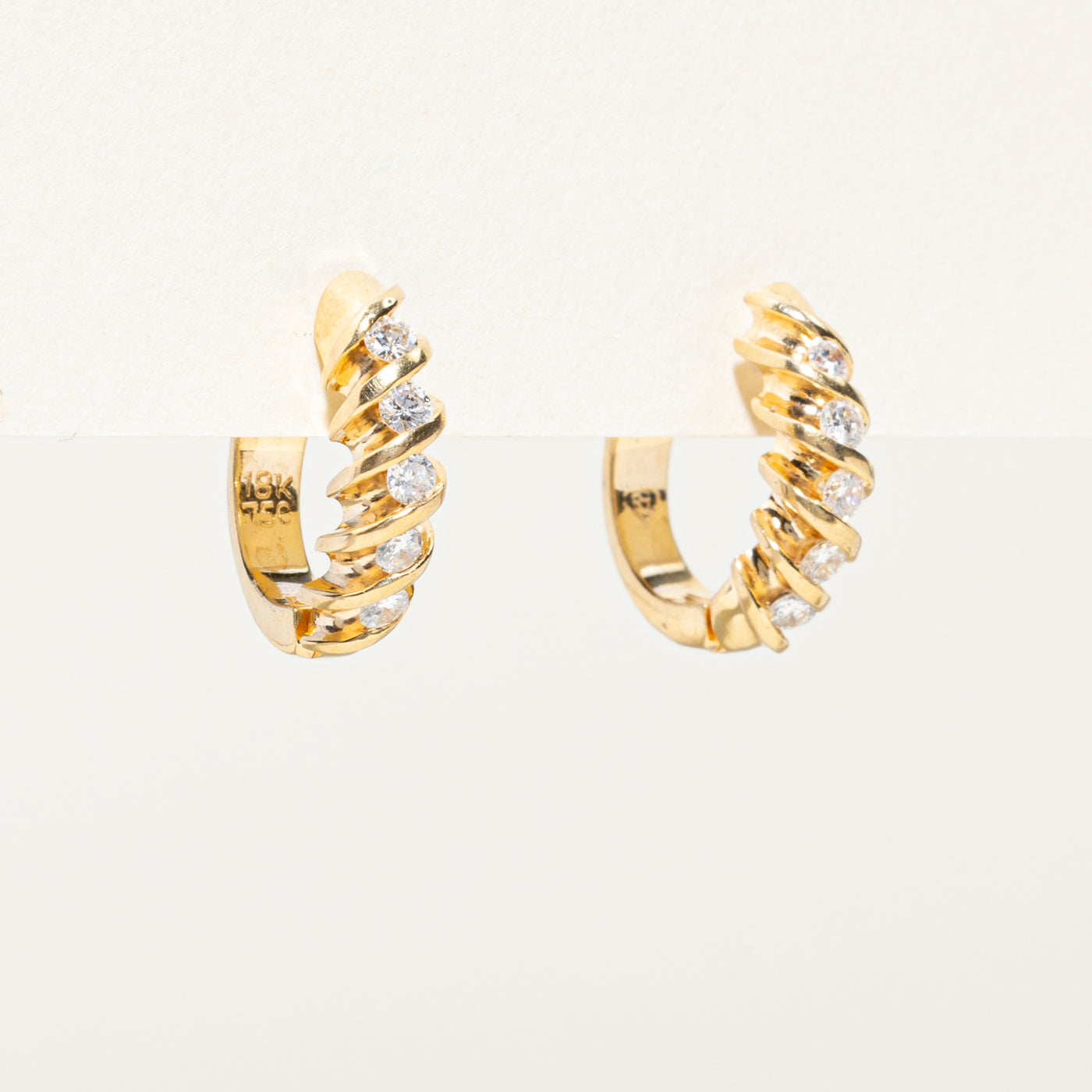 Diamond Croissant Hoop Earrings | 0.20ctw