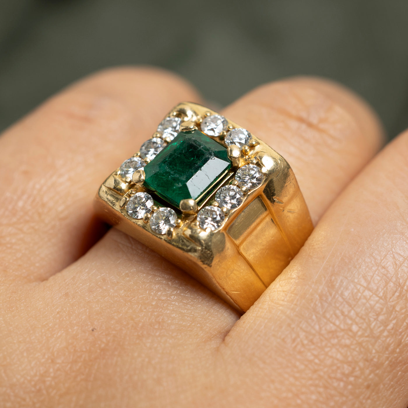 Emerald & Diamond Cocktail Ring | 2.09ct, 1.00ctw | SZ 9.75