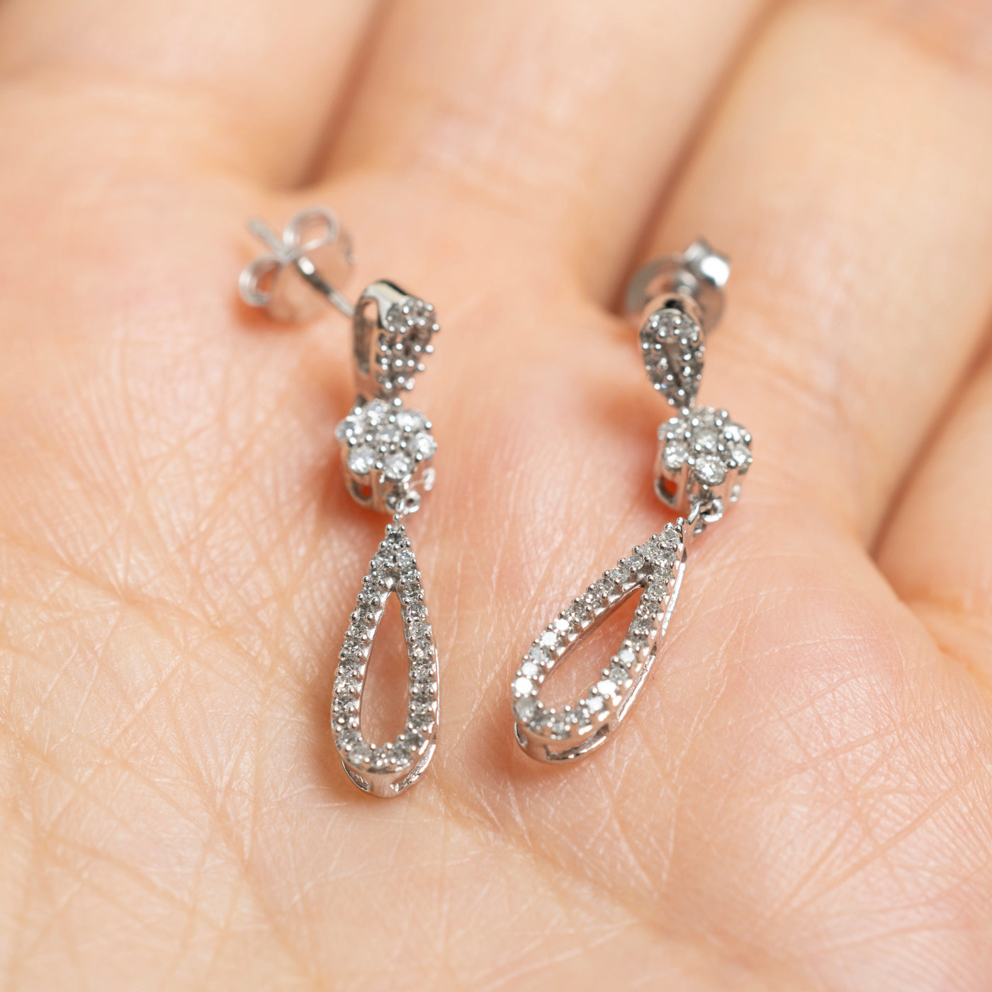 Diamond Pear Shaped Drop Earrings | 0.18ctw