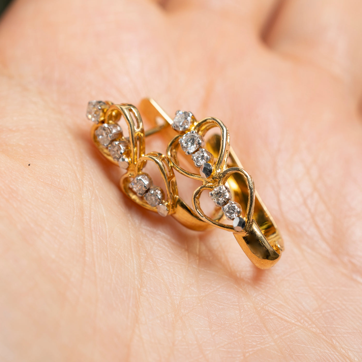 Diamond Double Heart Huggie Earrings | 0.38ctw