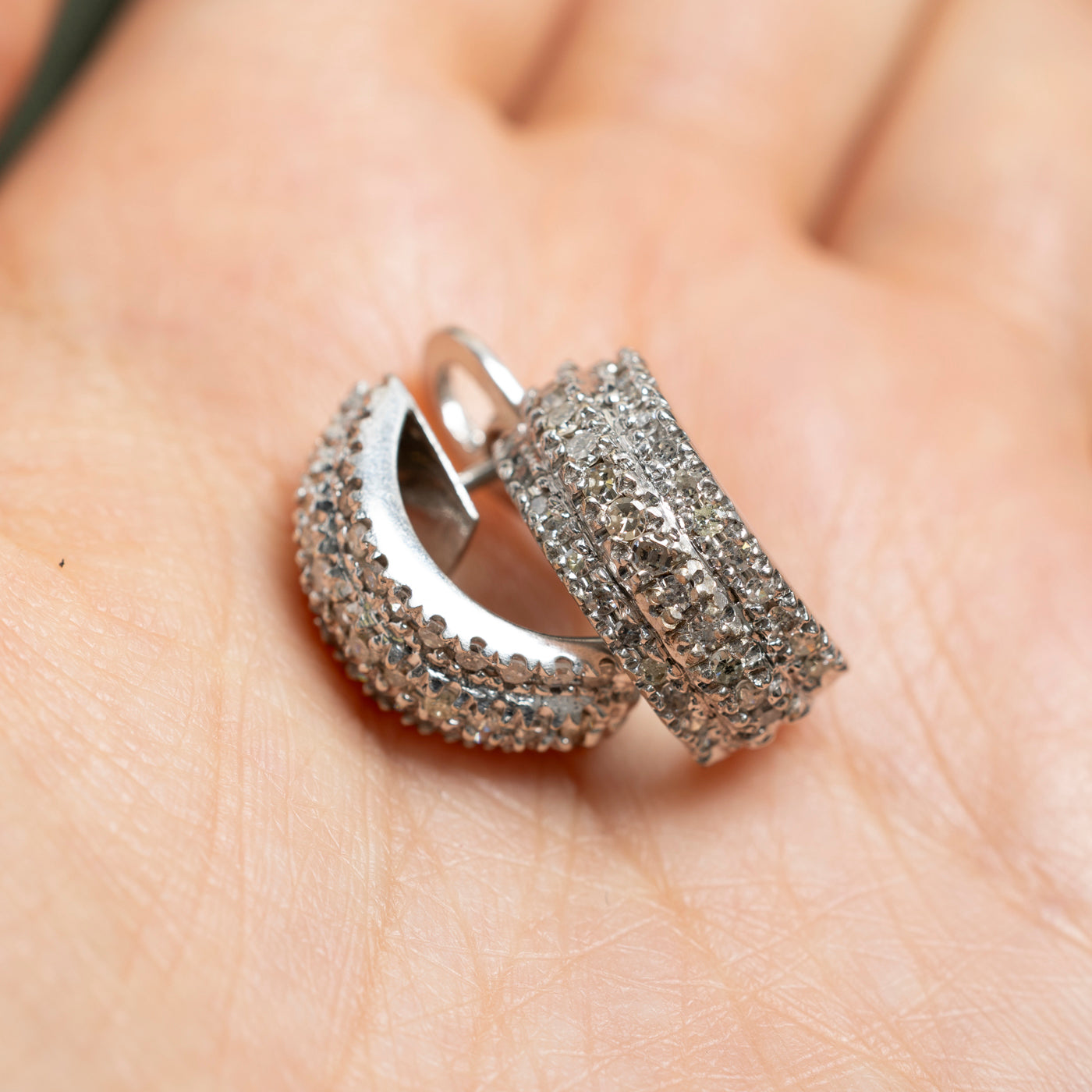 Multi Row Diamond Half Huggie Earrings | 1.10ctw