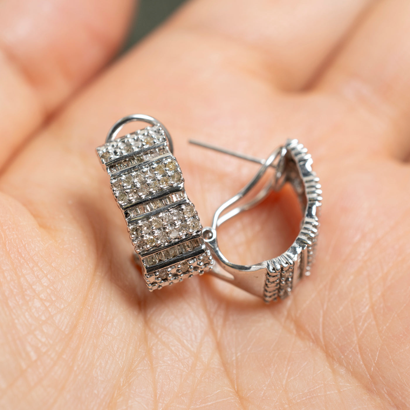 Mixed Cut Diamond Half Huggie Earrings | 0.71ctw
