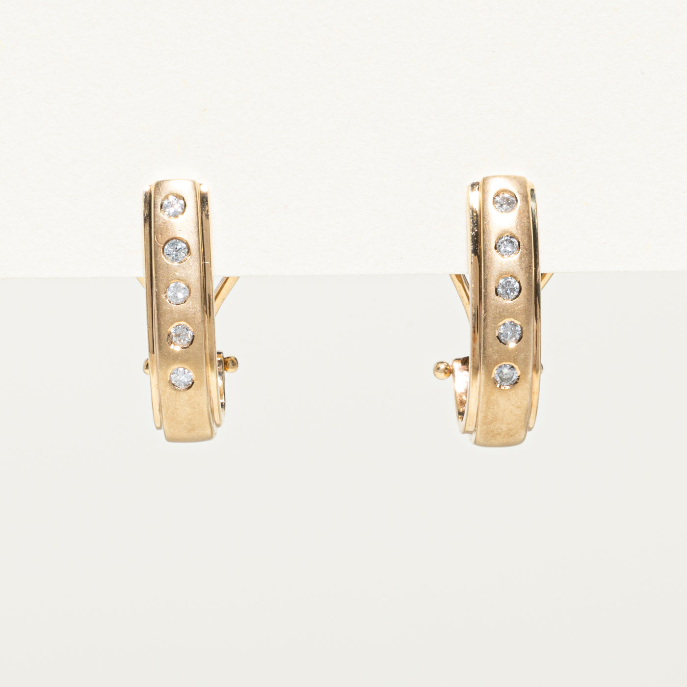 Flush Set Diamond Half Huggie Earrings | 0.10ctw