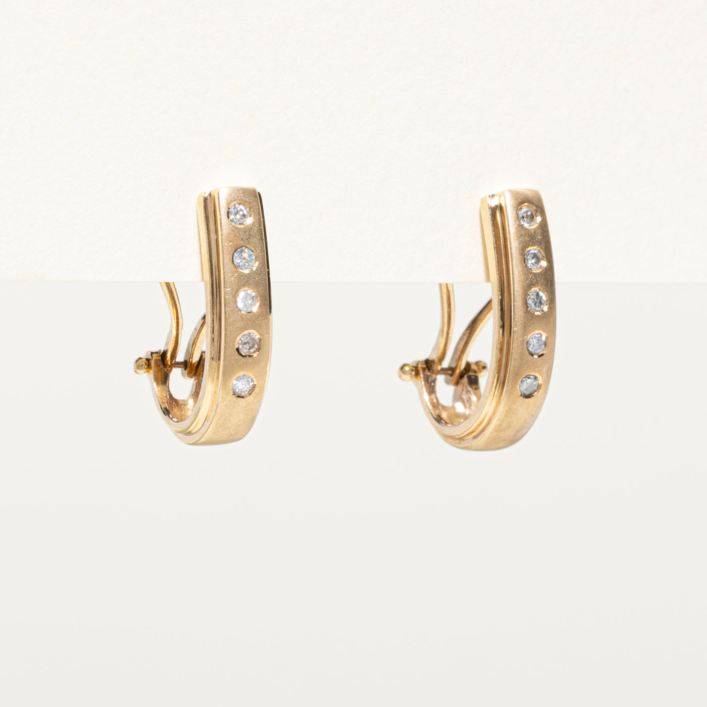 Flush Set Diamond Half Huggie Earrings | 0.10ctw