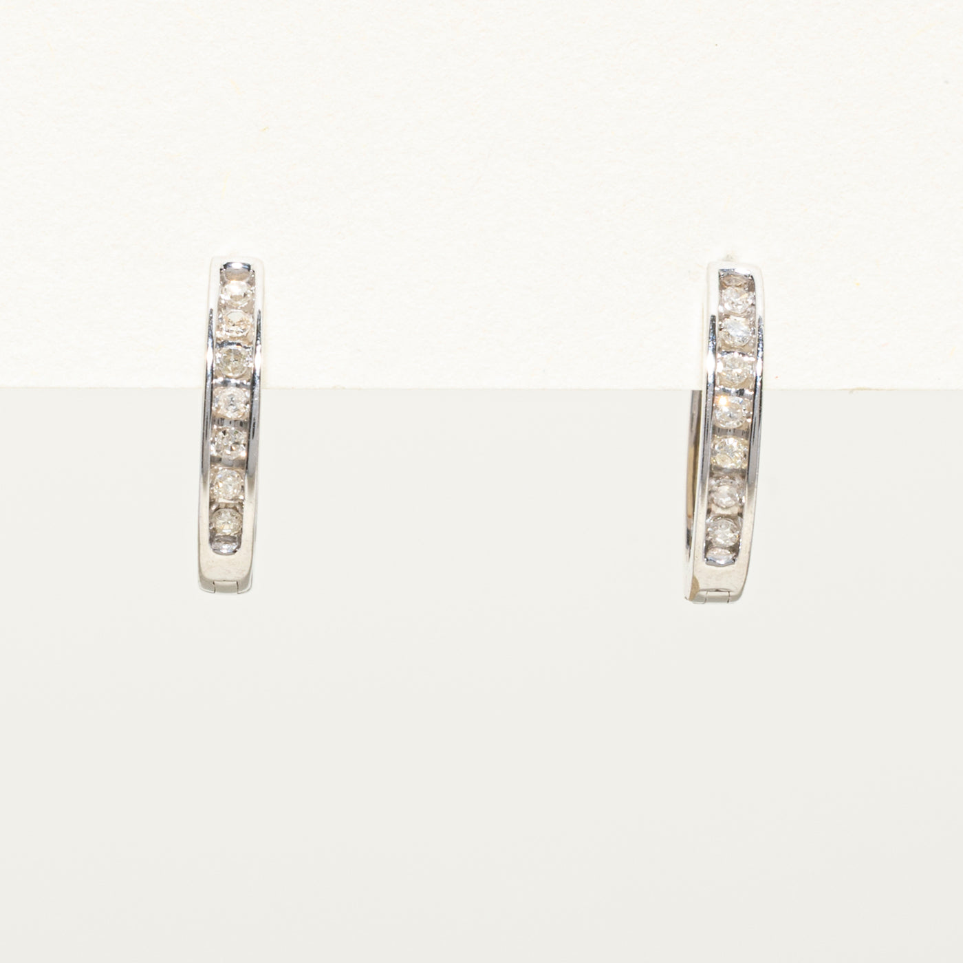 Channel Set Diamond Hoop Earrings | 0.10ctw