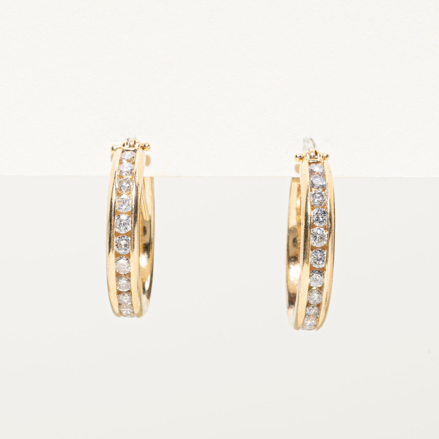 Channel Set Diamond Hoop Earrings | 0.96ctw