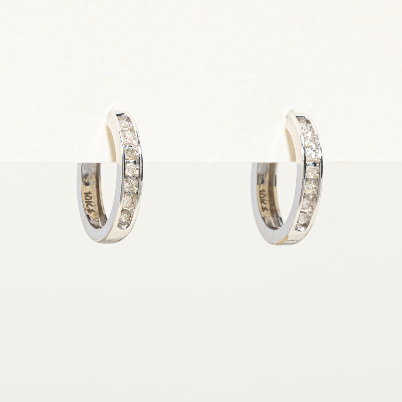 Channel Set Diamond Hoop Earrings | 0.10ctw