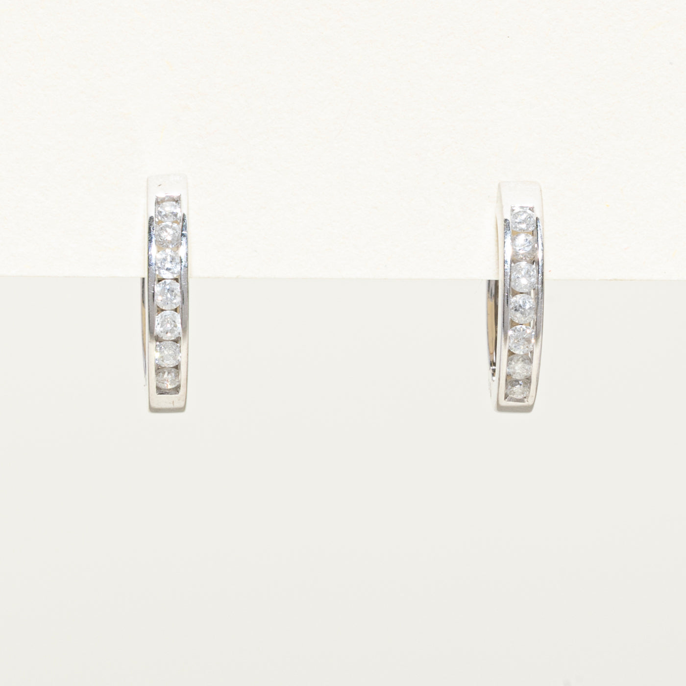 Channel Set Diamond Hoop Earrings | 0.28ctw