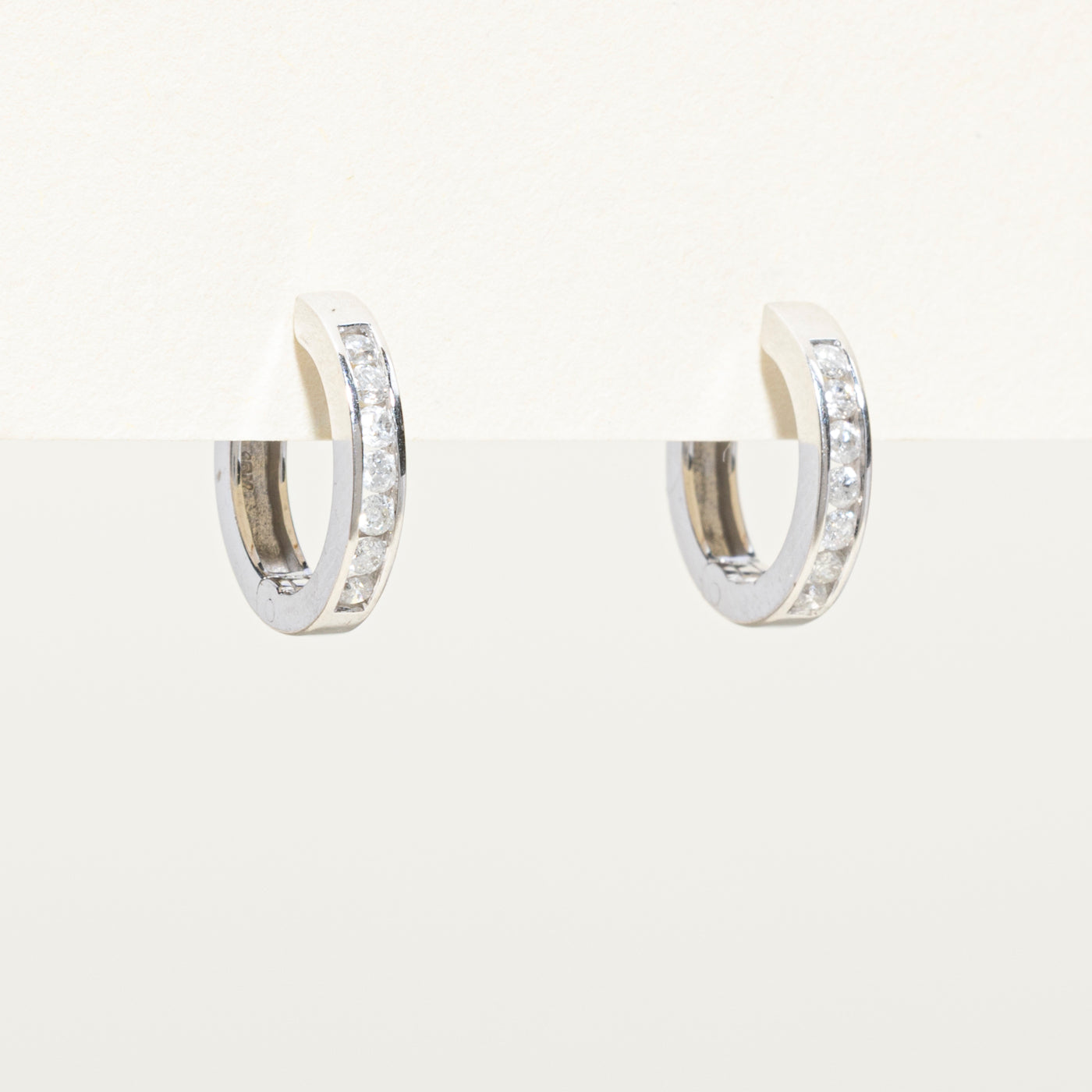 Channel Set Diamond Hoop Earrings | 0.28ctw