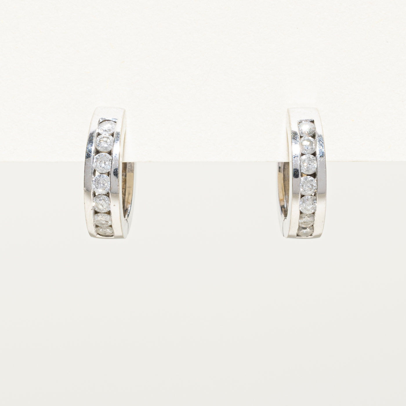 Channel Set Diamond Huggie Earrings | 0.42ctw