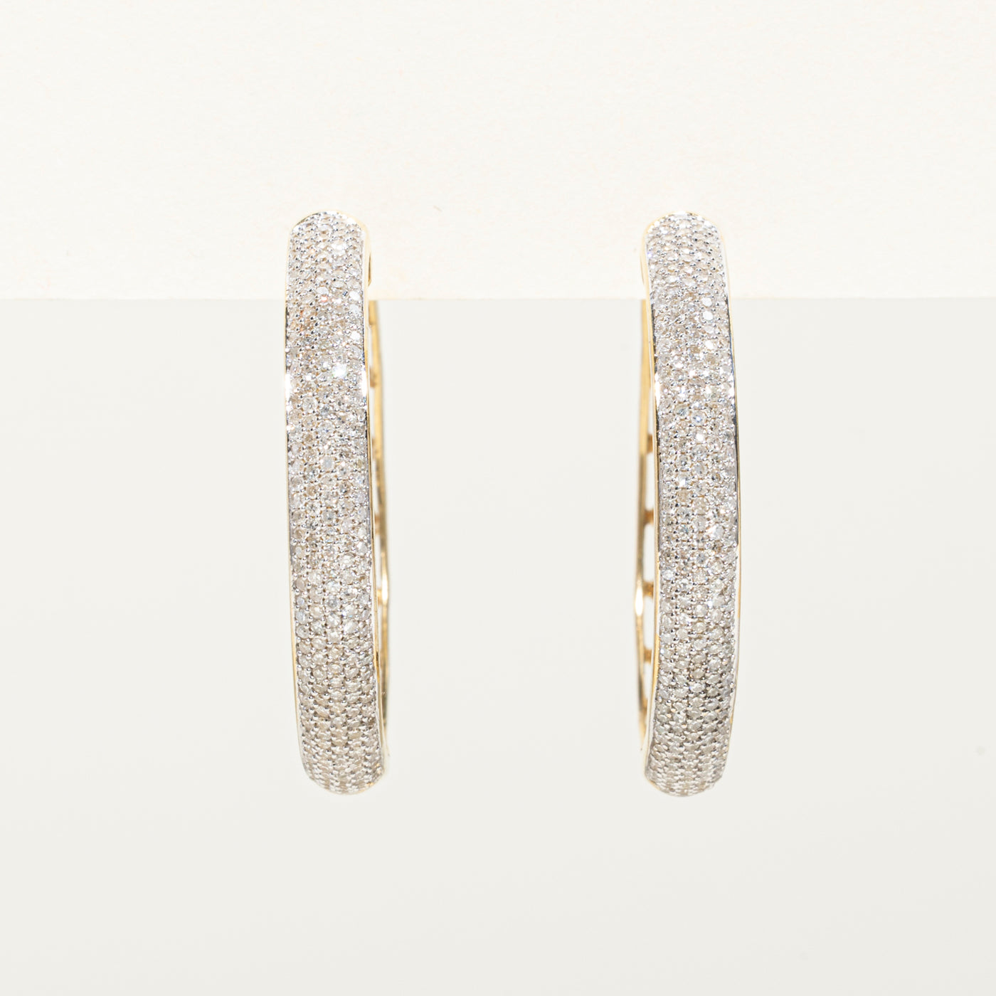 Micro Pavé Set Diamond Hoop Earrings | 3.60ctw