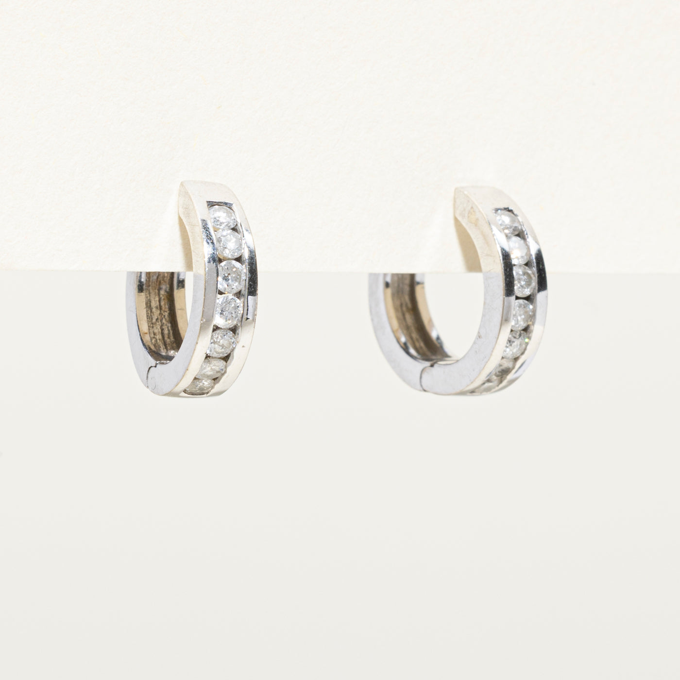 Channel Set Diamond Huggie Earrings | 0.42ctw