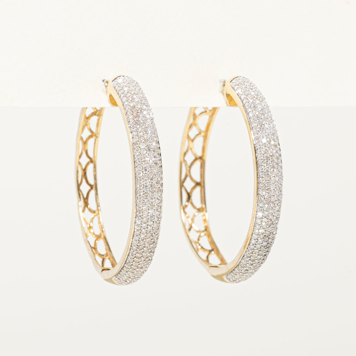 Micro Pavé Set Diamond Hoop Earrings | 3.60ctw