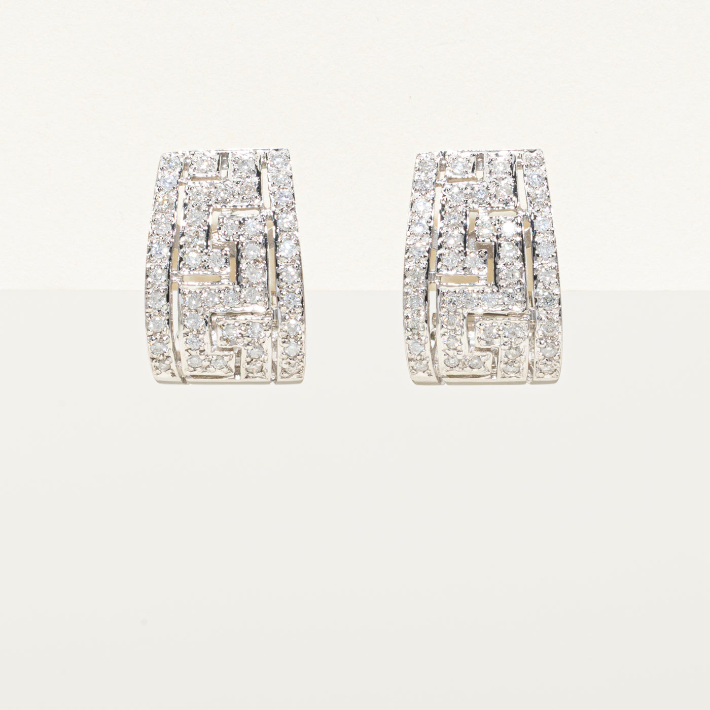 Diamond Geometric Design Wide Huggie Earrings | 0.54ctw