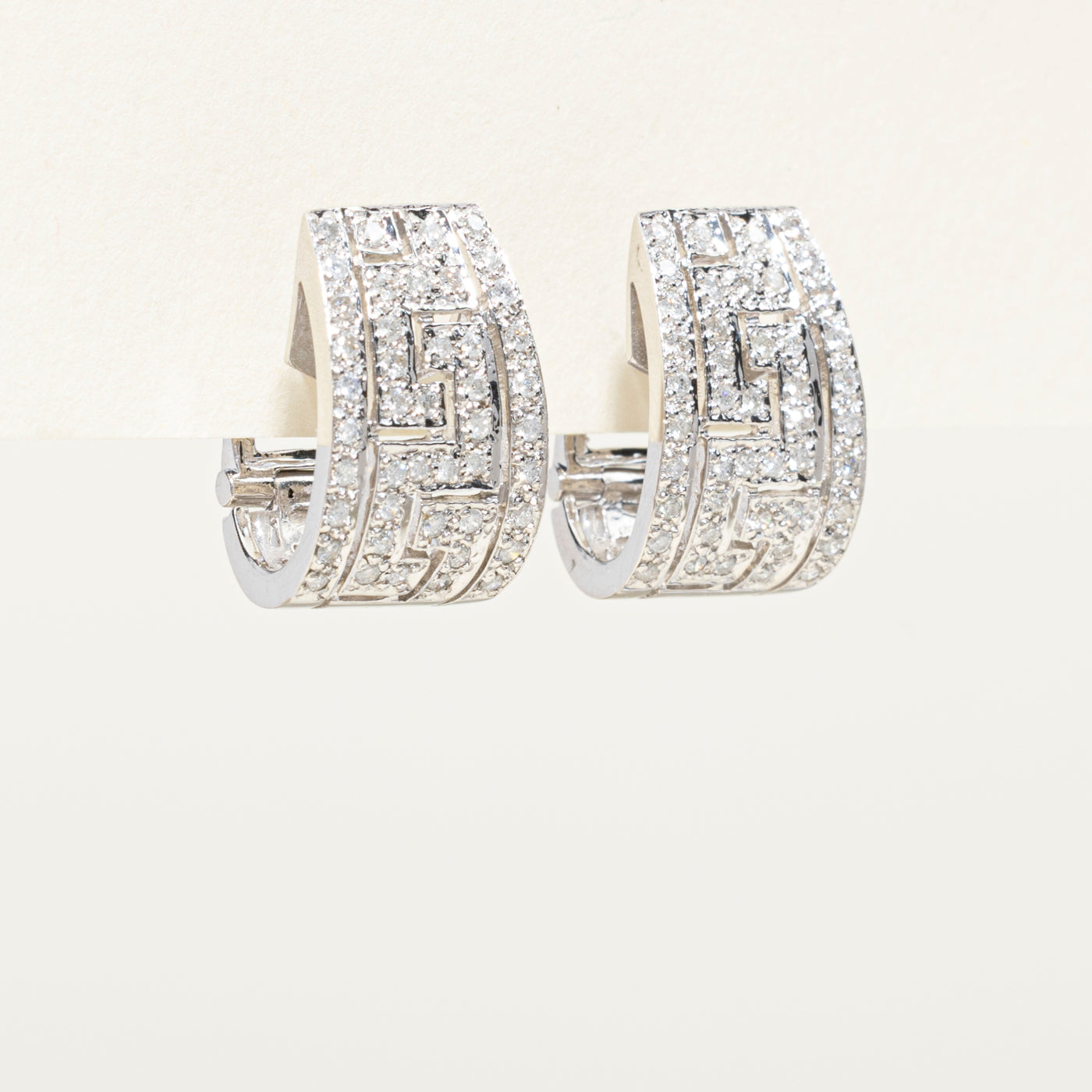 Diamond Geometric Design Wide Huggie Earrings | 0.54ctw