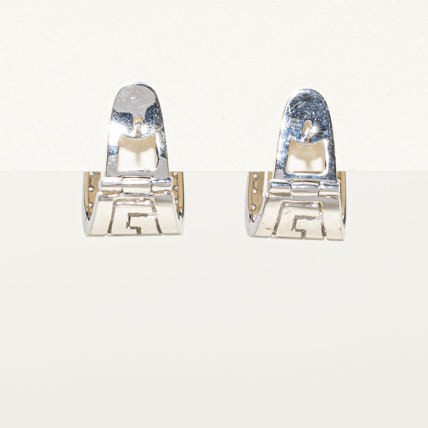 Diamond Geometric Design Wide Huggie Earrings | 0.54ctw