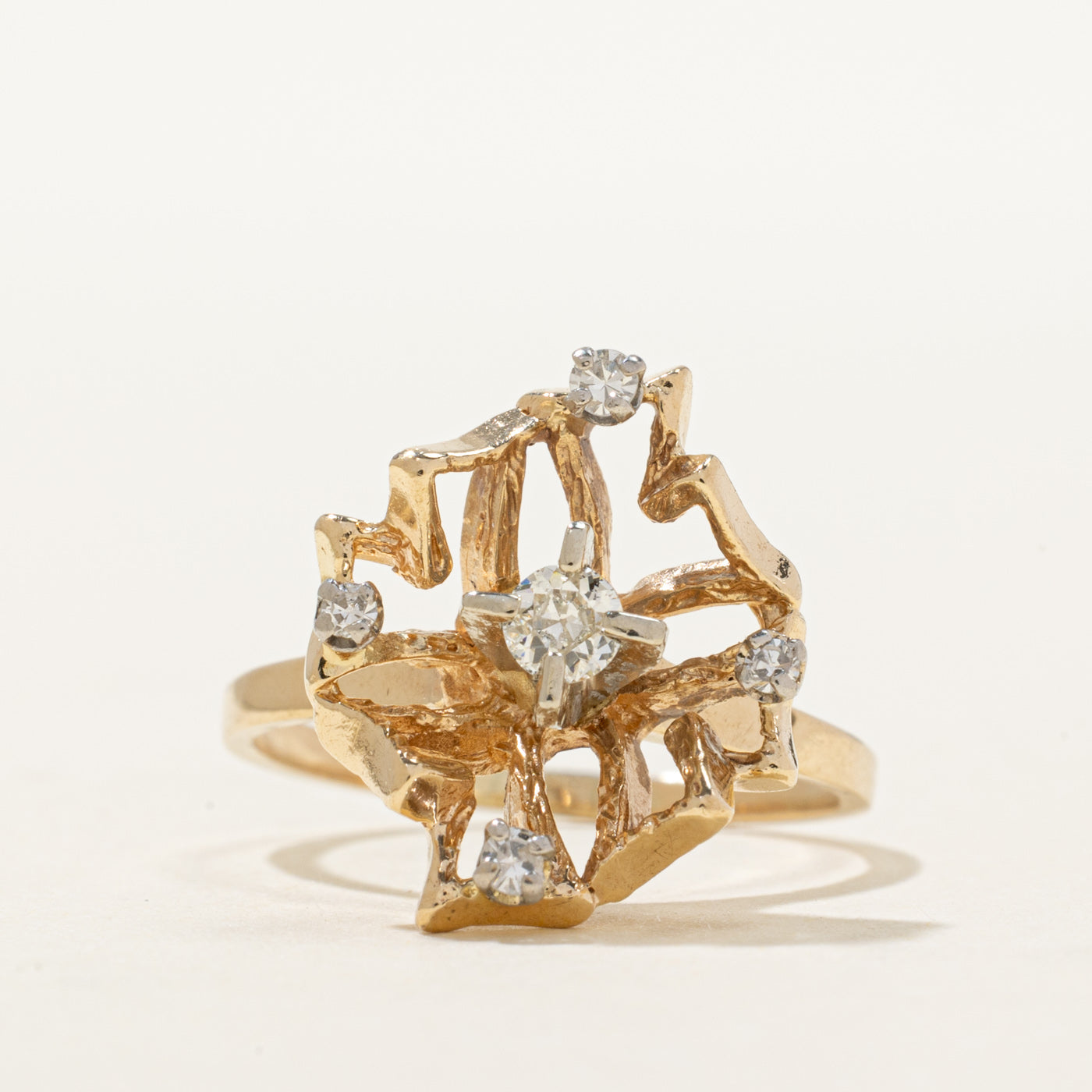 10K Diamond Openwork Abstract Ring | 0.21ctw | SZ 6.5