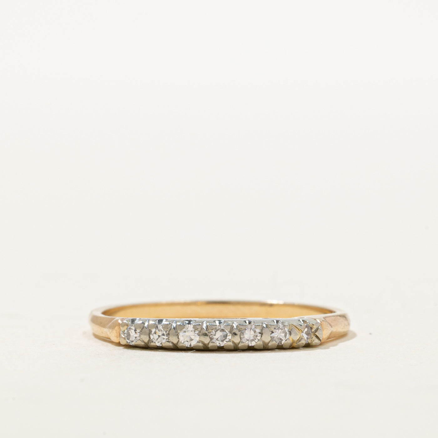 14K Two Tone Gold Semi Eternity Diamond Ring | 0.10ctw | SZ 7