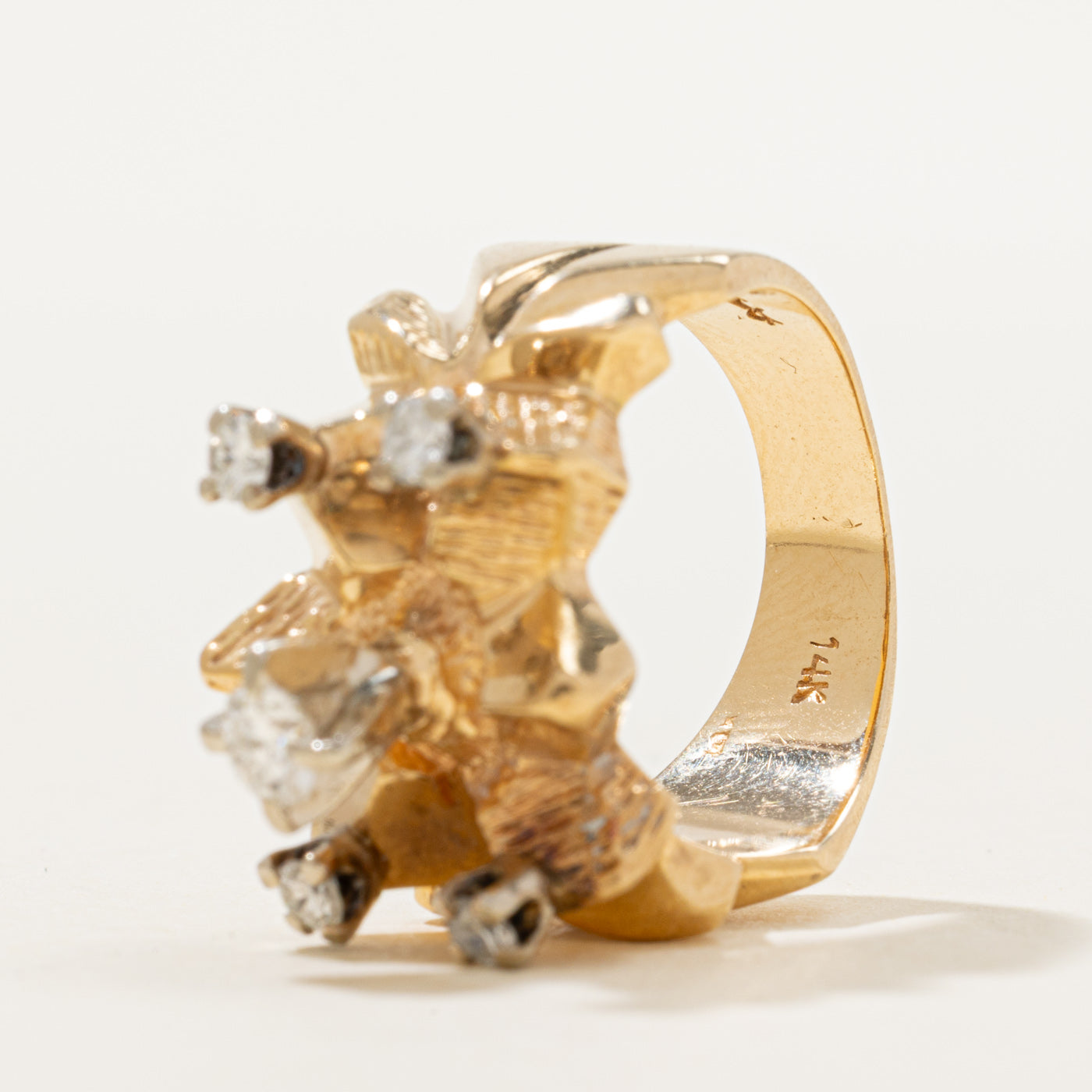 14K Diamond Chunky Abstract Ring | 0.40ctw | SZ 5.5