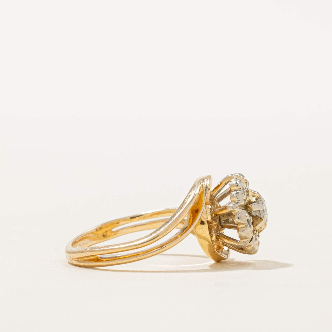14K Heart Accented Diamond Bypass Ring | 0.16ctw | SZ 4.75