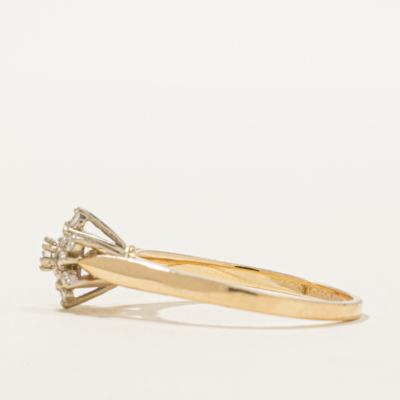 14K Diamond Cluster Petal Ring | 0.16ctw | SZ 7.25