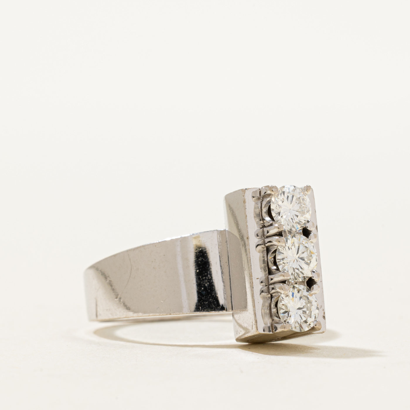 14K Three Stone Diamond Column Ring | 0.63ctw | SZ 6