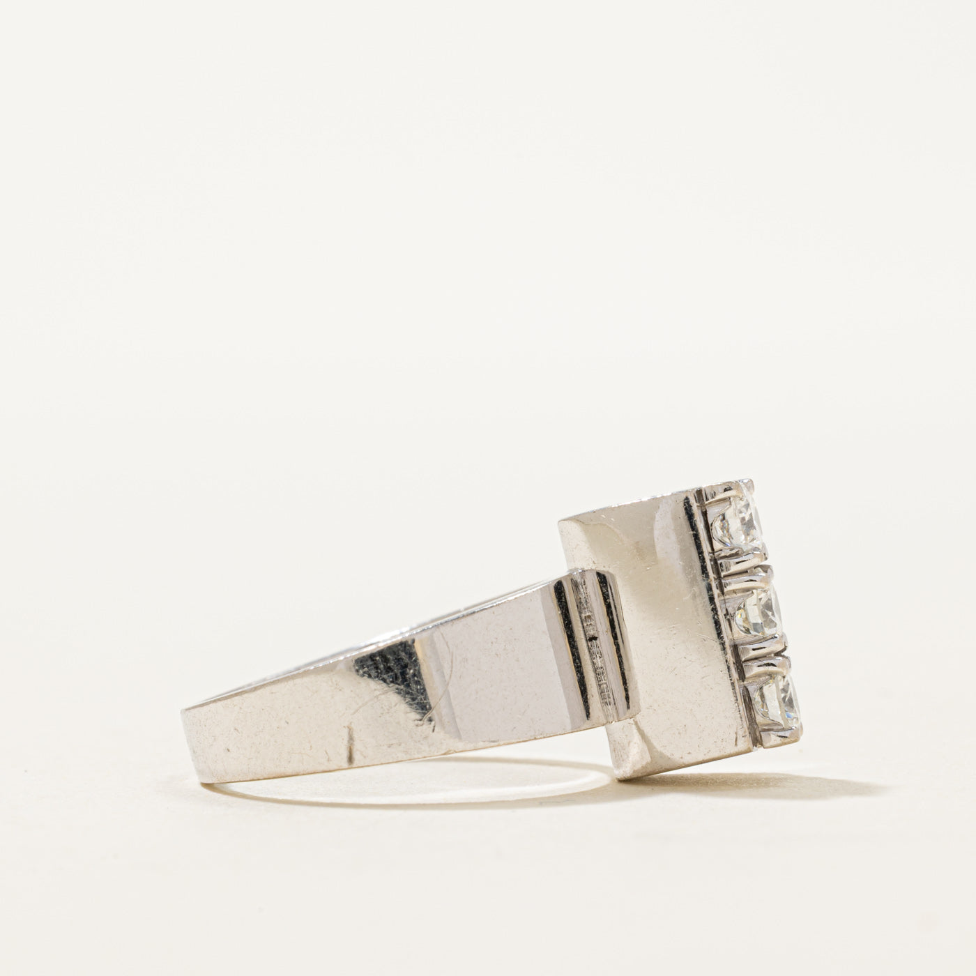14K Three Stone Diamond Column Ring | 0.63ctw | SZ 6