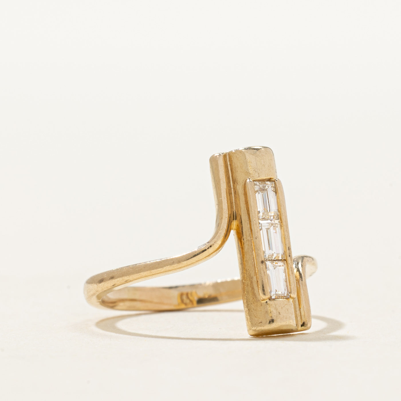 14K Baguette Diamond Column Bypass Ring | 0.19ctw | SZ 3.25