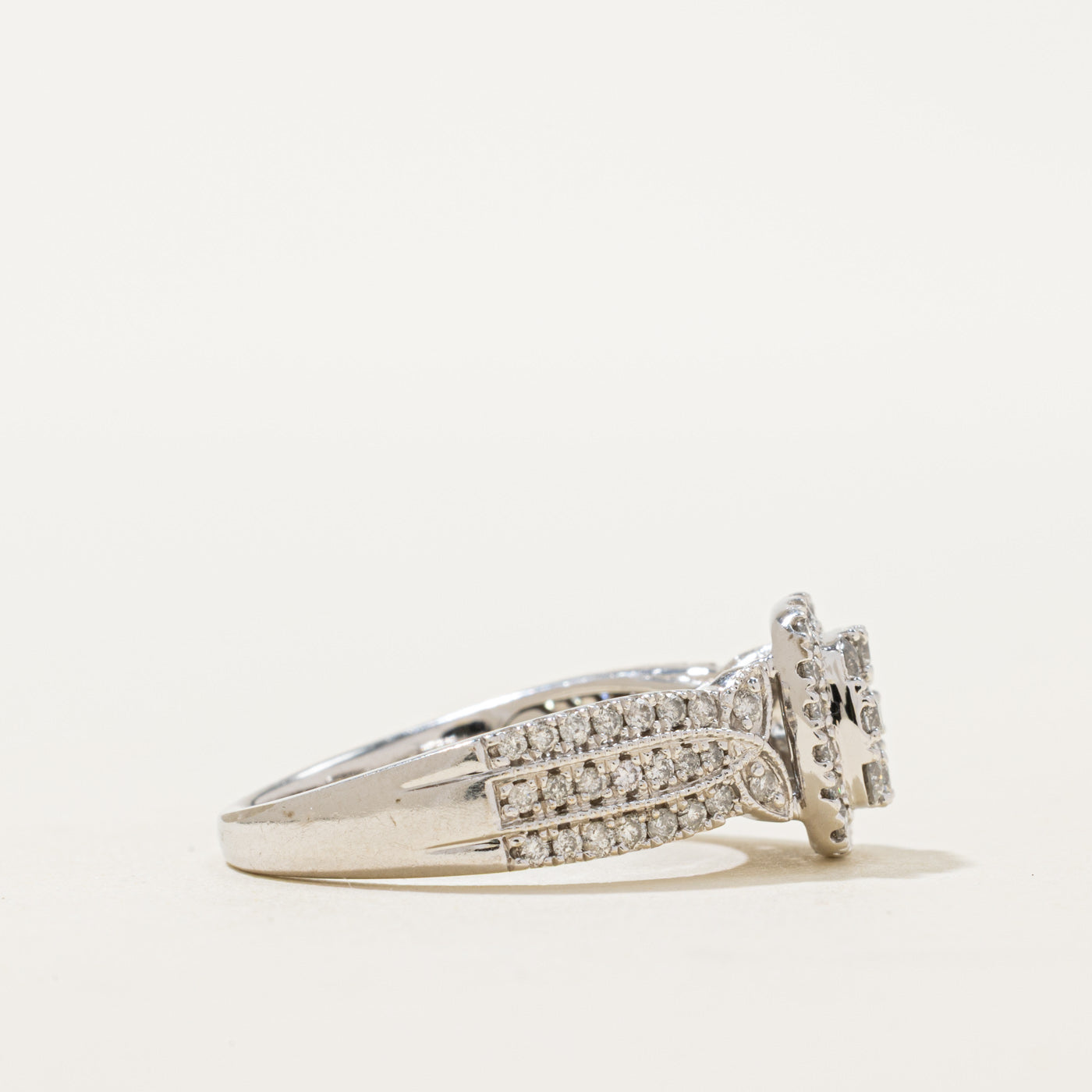 10K Diamond Cluster Halo Ornate Ring | 1.00ctw | SZ 7