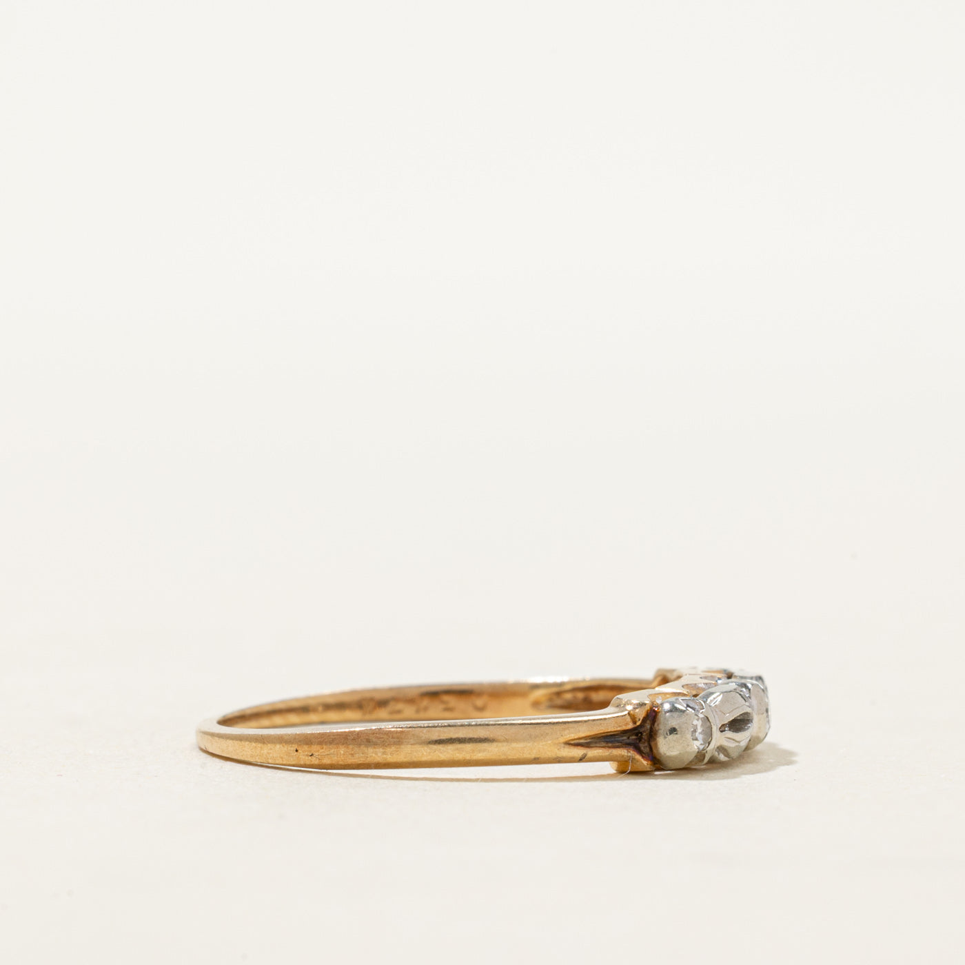 14K Two Tone Gold Three Stone Diamond Ring | 0.04ctw | SZ 7.75