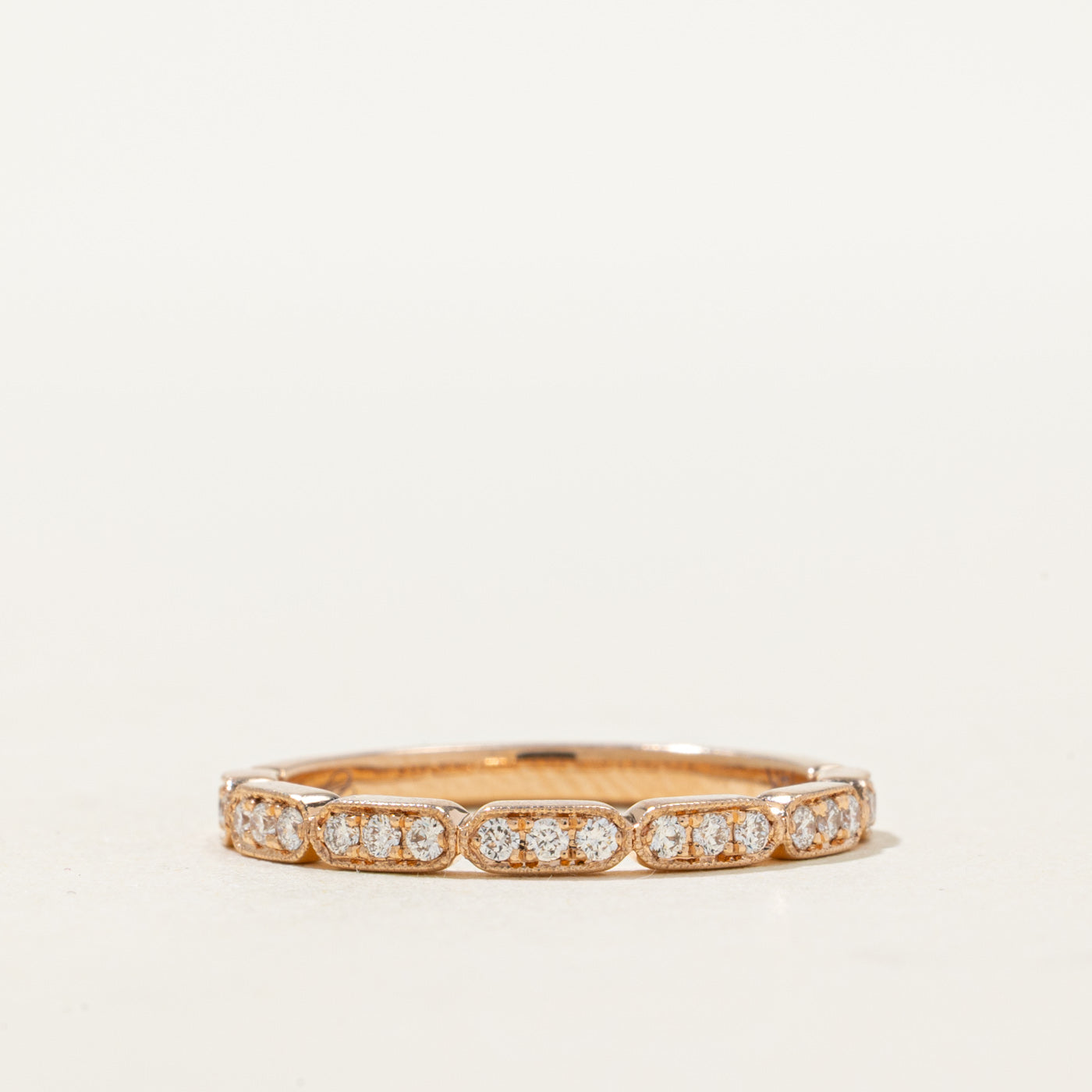 14K Semi Eternity Diamond Milgrained Band | 0.20ctw | SZ 6.5