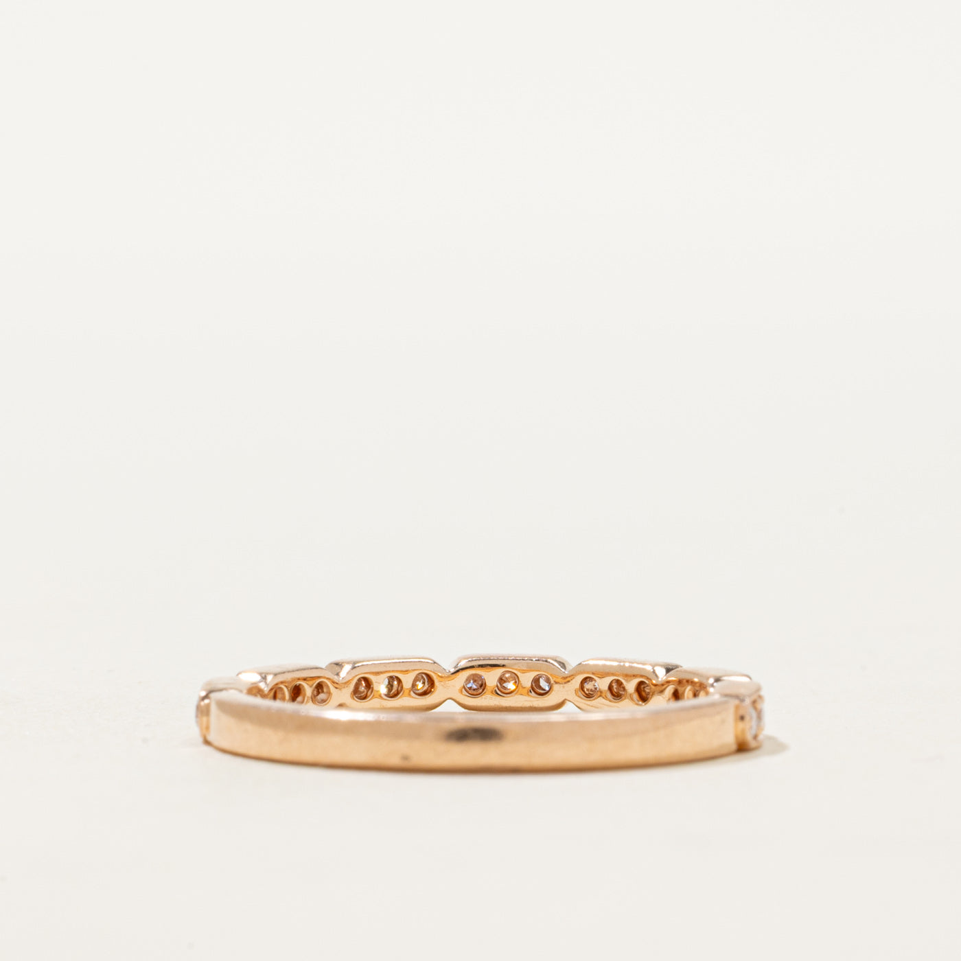 14K Semi Eternity Diamond Milgrained Band | 0.20ctw | SZ 6.5