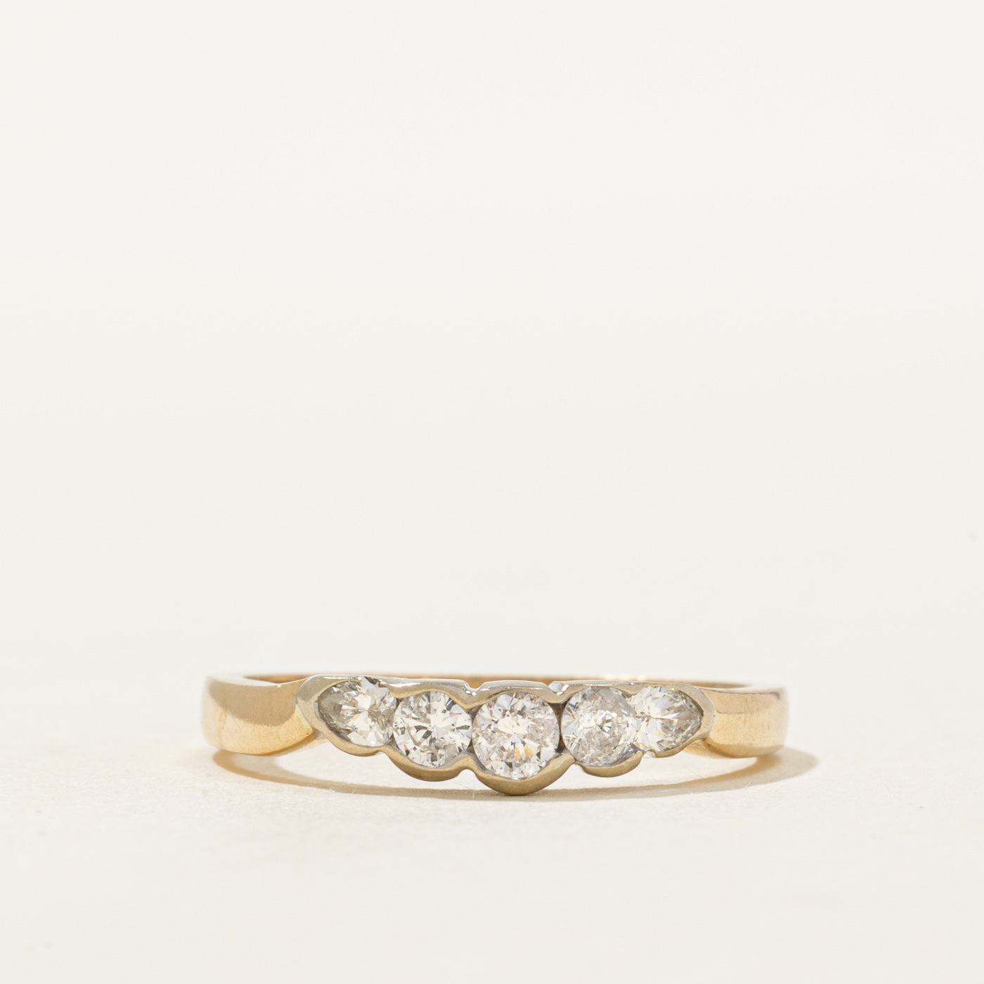 14K Bezel Set Five Stone Diamond Ring | 0.33ctw | SZ 6.5