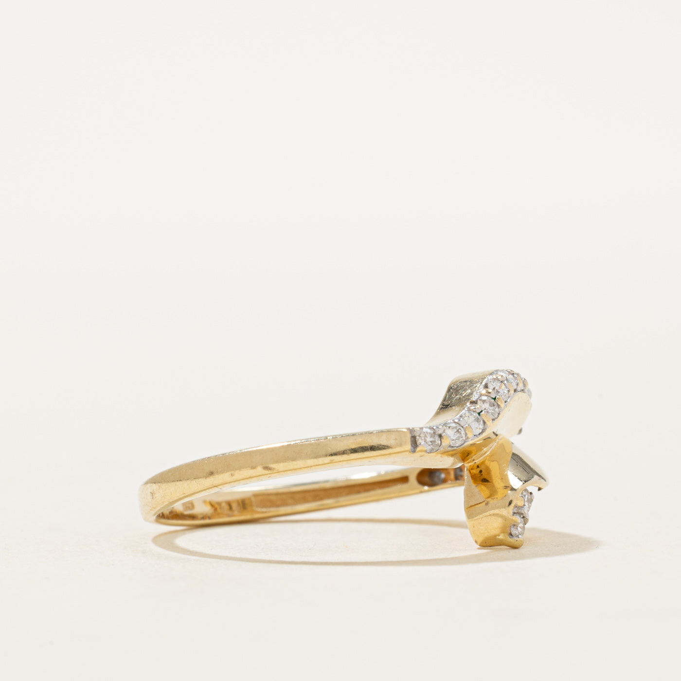 14K Diamond Wave Bypass Ring | 0.16ctw | SZ 7.5