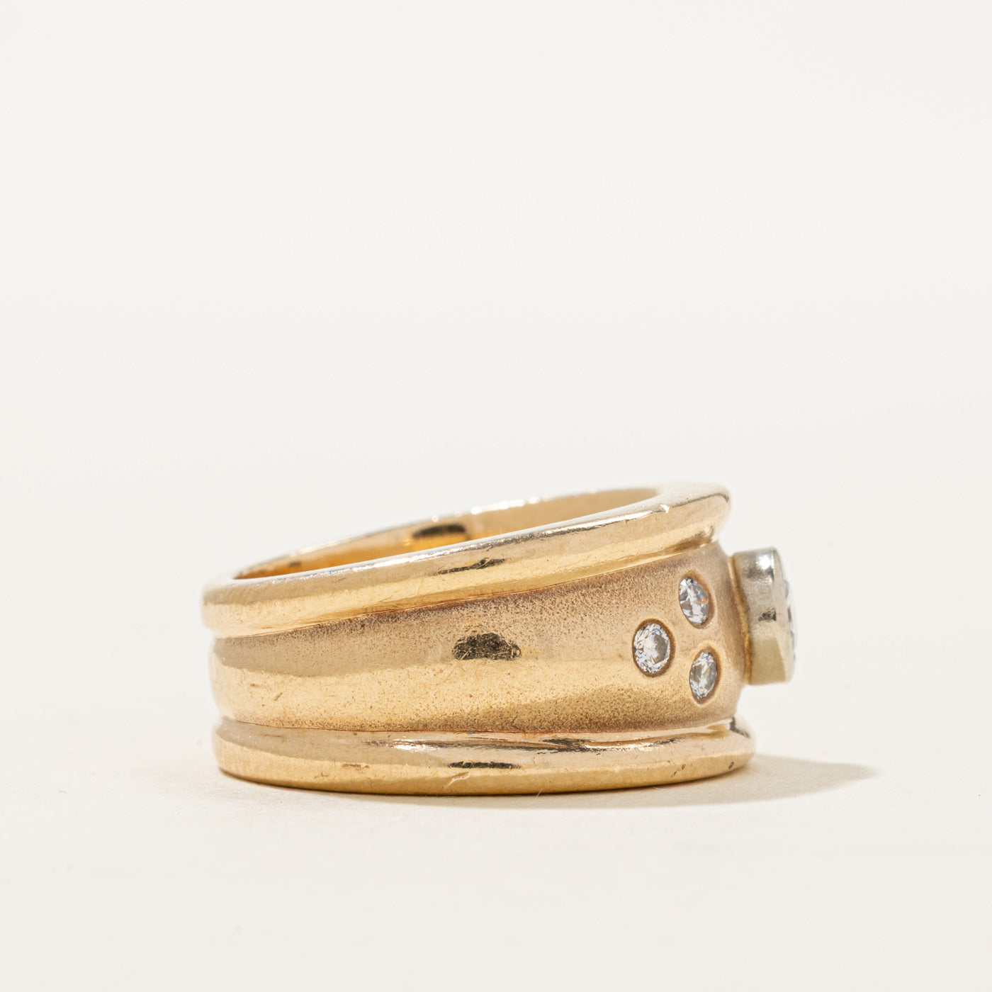 10K Bezel Set Diamond Chunky Ring | 0.37ctw | SZ 6.25