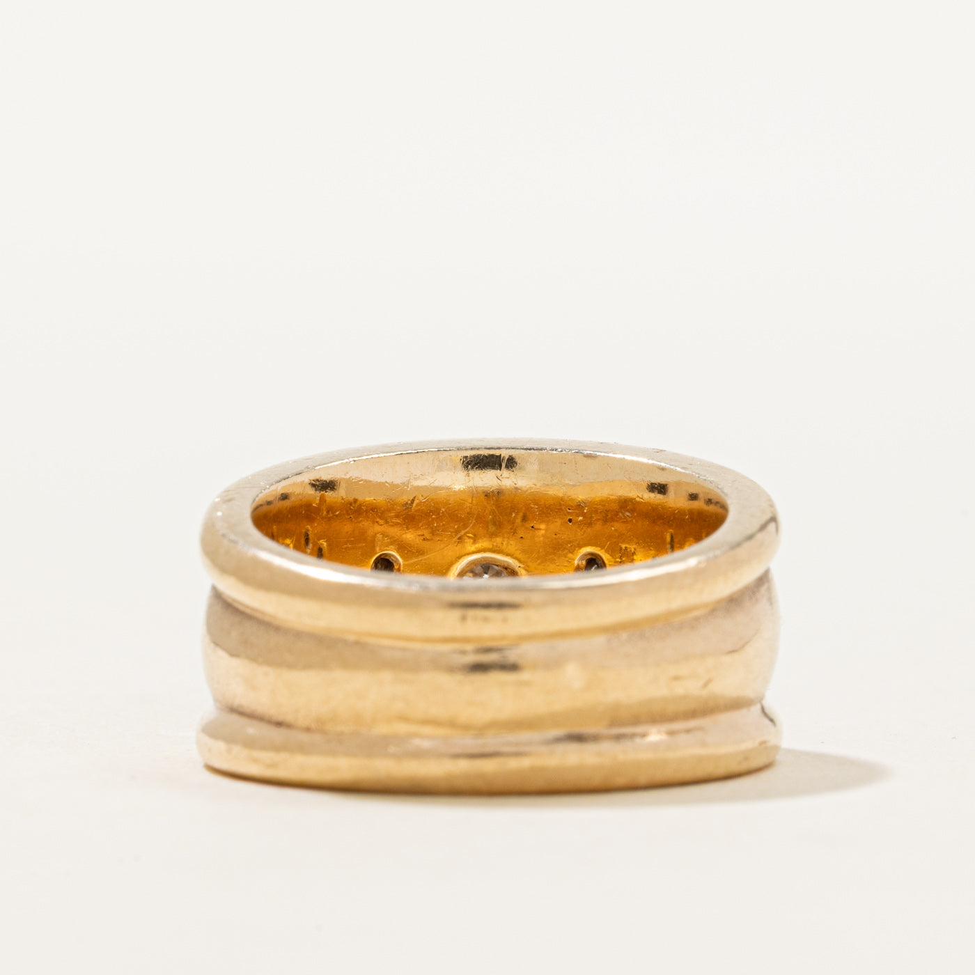 10K Bezel Set Diamond Chunky Ring | 0.37ctw | SZ 6.25