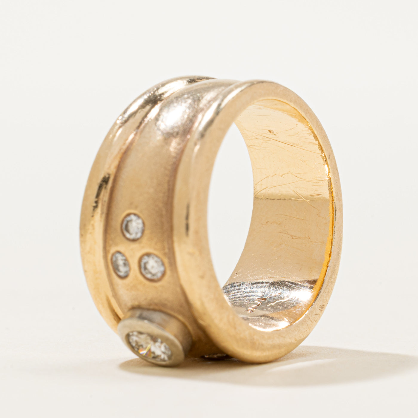 10K Bezel Set Diamond Chunky Ring | 0.37ctw | SZ 6.25