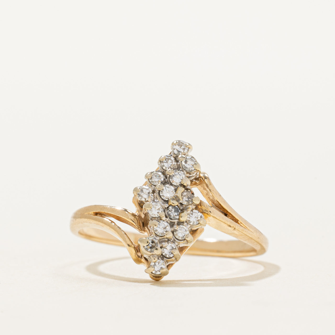 14K Diamond Cluster Bypass Ring | 0.20ctw | SZ 6.75