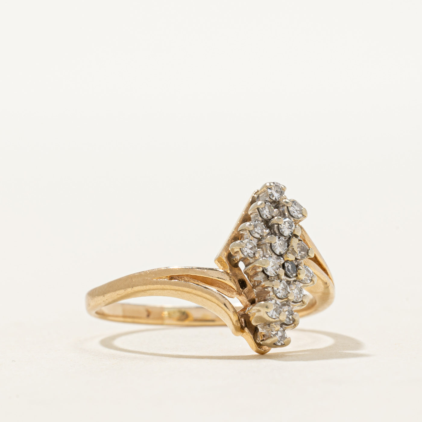 14K Diamond Cluster Bypass Ring | 0.20ctw | SZ 6.75