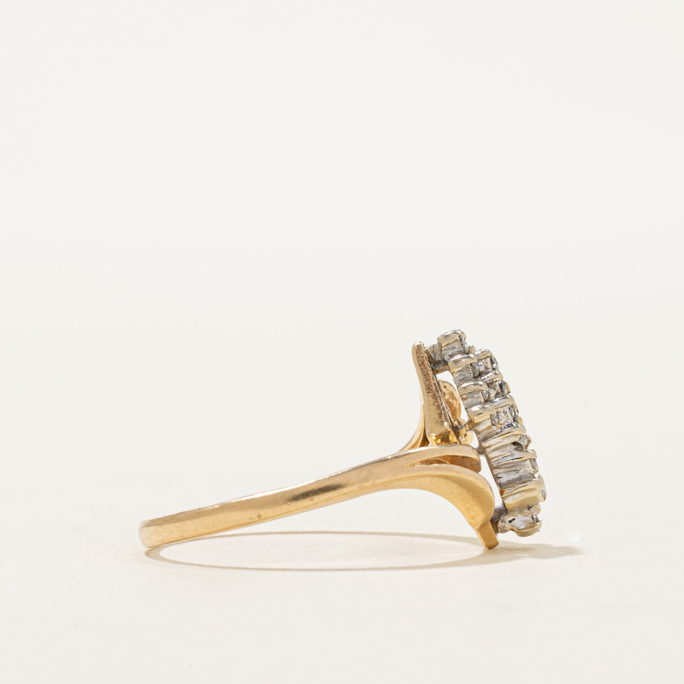 14K Diamond Cluster Bypass Ring | 0.20ctw | SZ 6.75