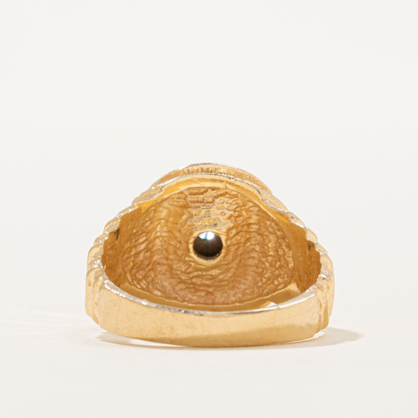 10k Diamond Oval Cluster Grooved Signet Ring | 0.44ctw | SZ 9.75