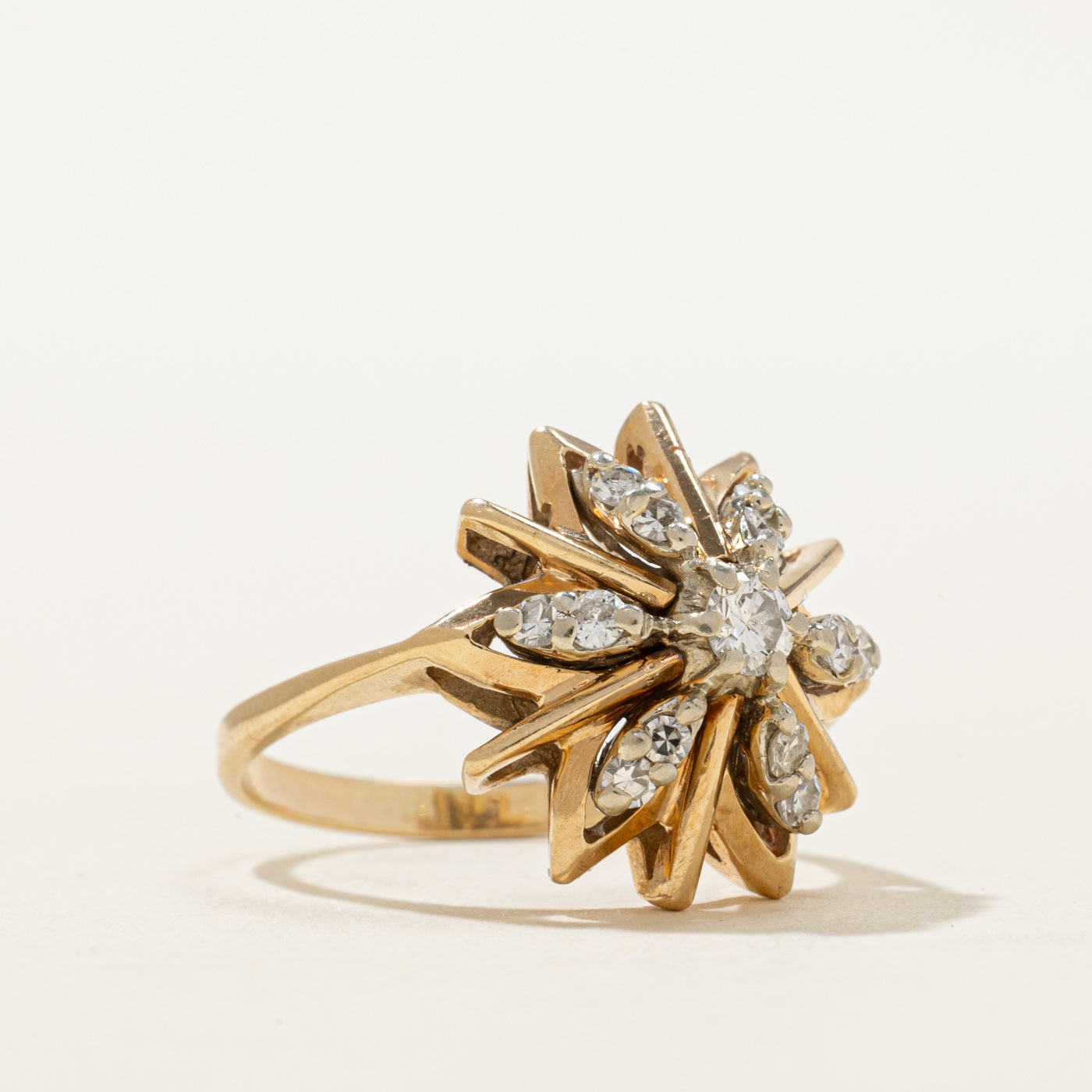 14K Diamond Geometric Flower Ring | 0.44ctw | SZ 7.25