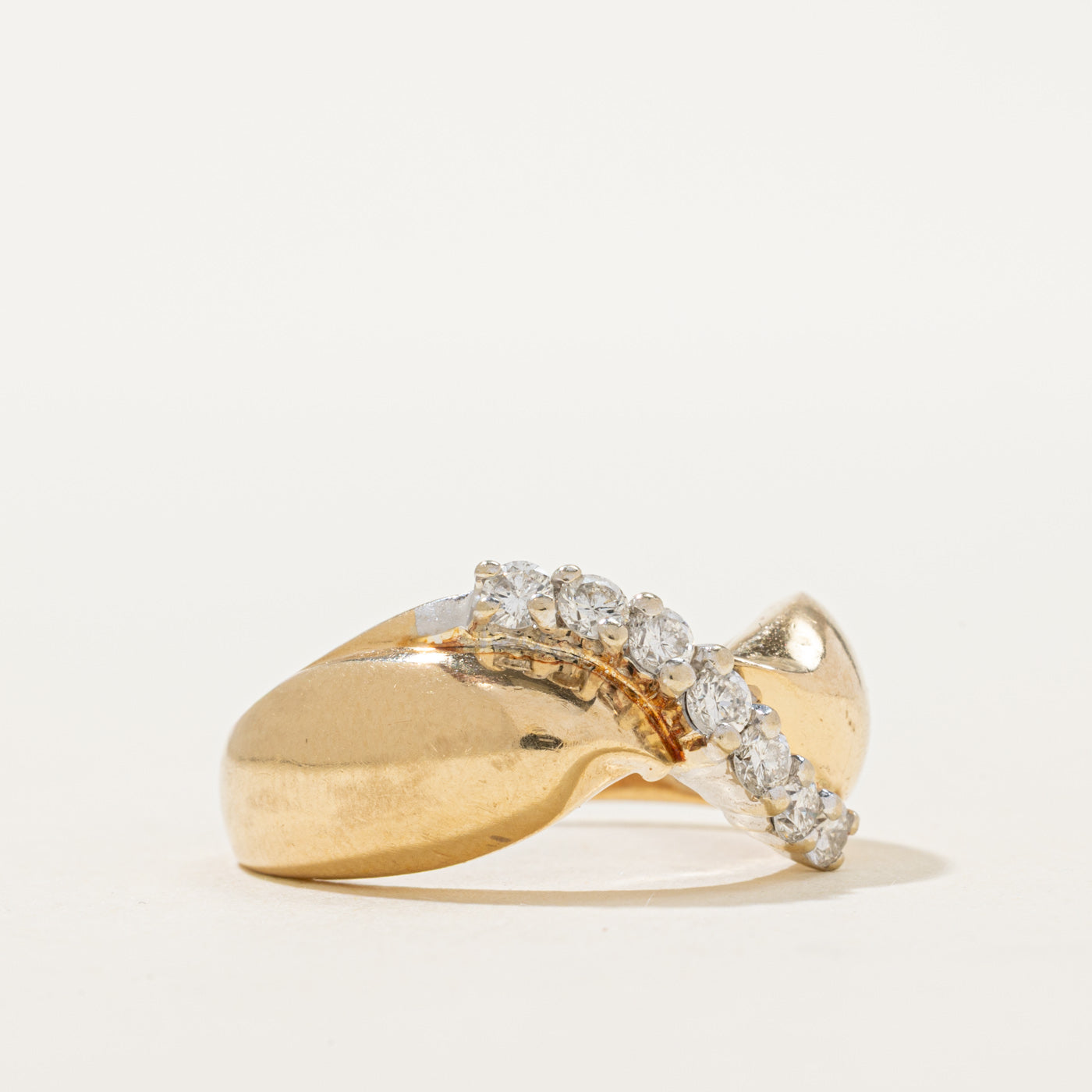 14K Diamond Waterfall Chunky Bow Ring | 0.42ctw | SZ 9.5