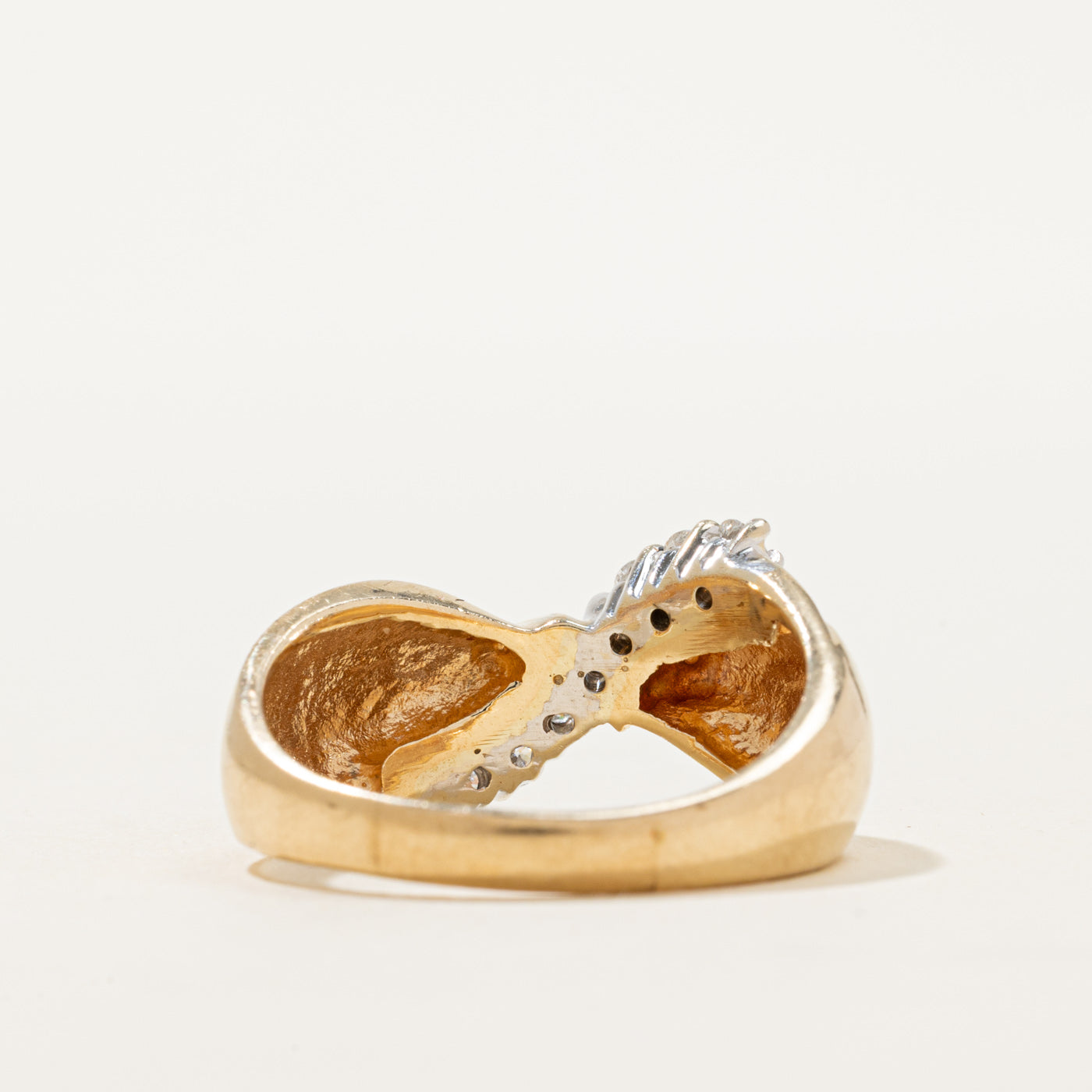 14K Diamond Waterfall Chunky Bow Ring | 0.42ctw | SZ 9.5