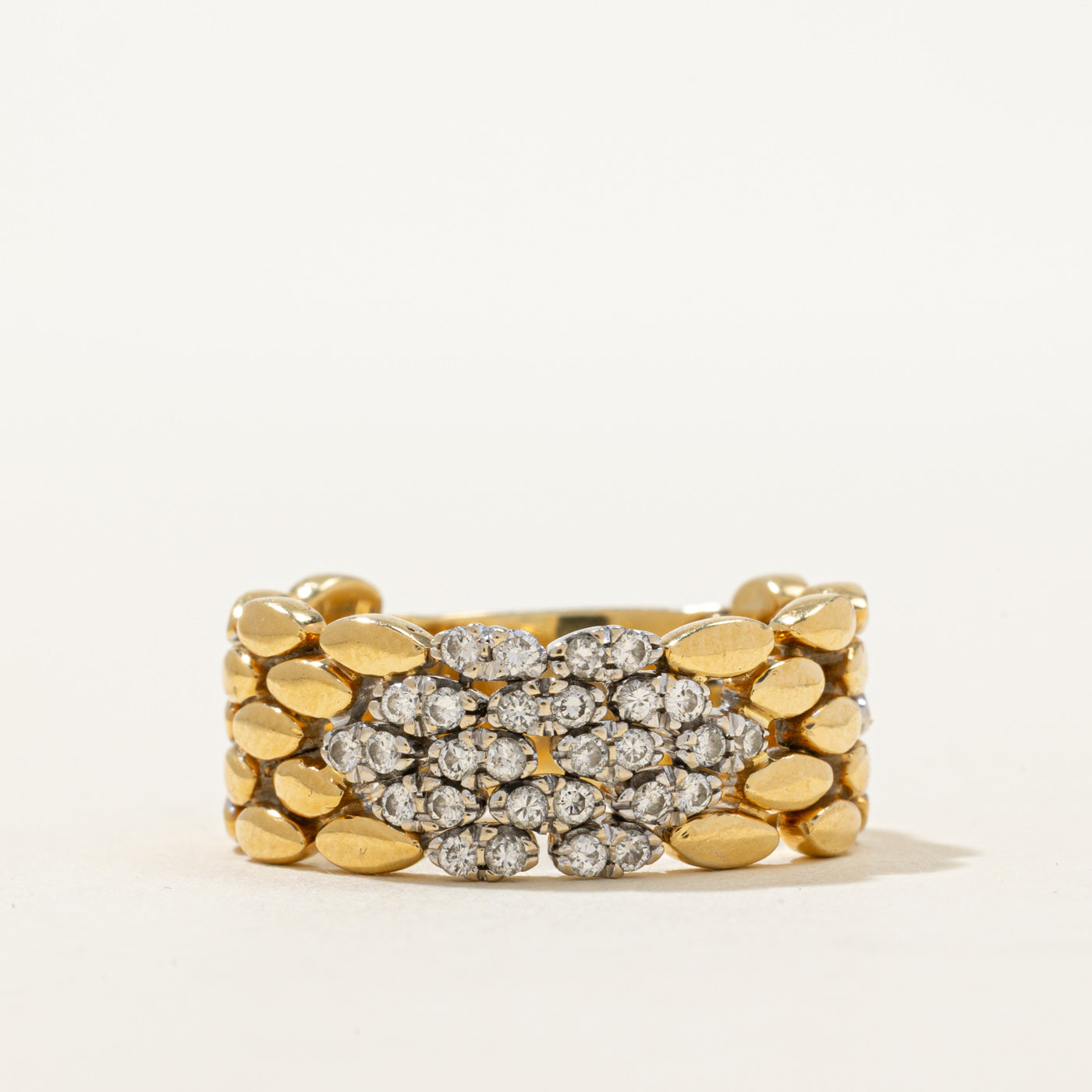 18K Diamond Panther Chain Ring | 0.33ctw | SZ 9